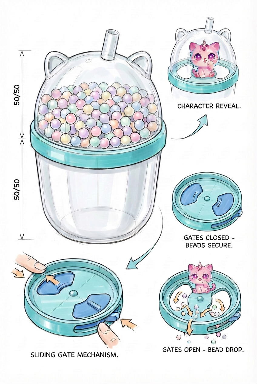 Lil Boba Club slide-to-reveal communication diagram